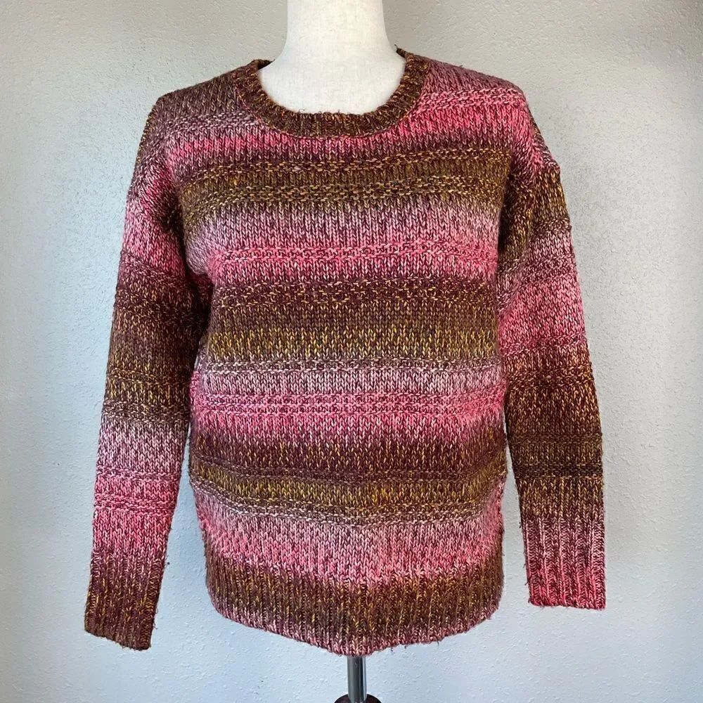 American Eagle Outfitters Pink and Brown Crewneck Sweater Size XS EUC